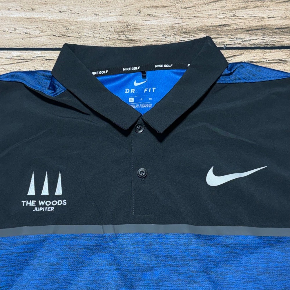 Nike Golf Polo Shirt Men XL Blue Tiger The Woods Jupiter Restaurant 854268-433
